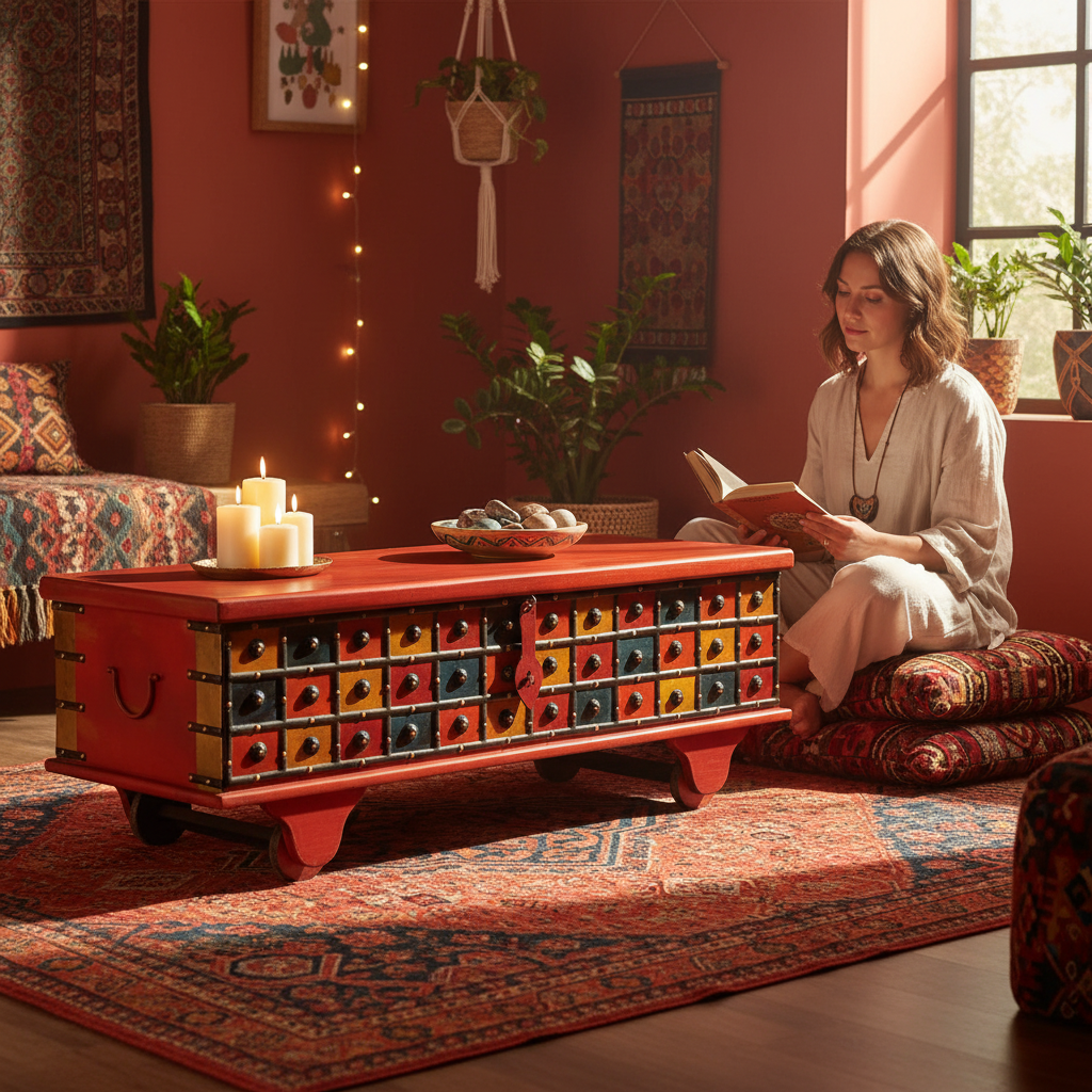 Salontafel in bohemian woonkamer