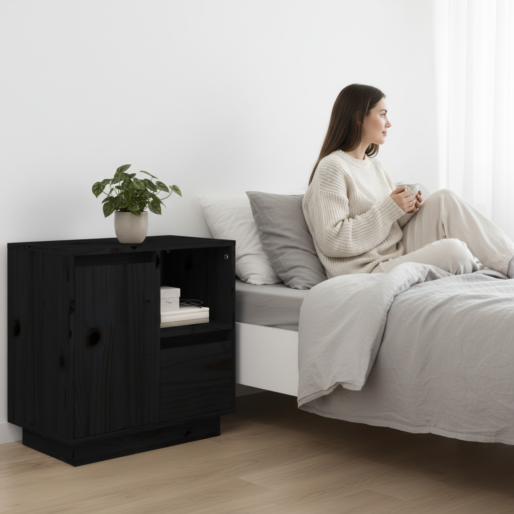 Scandinavische slaapkamer zwart