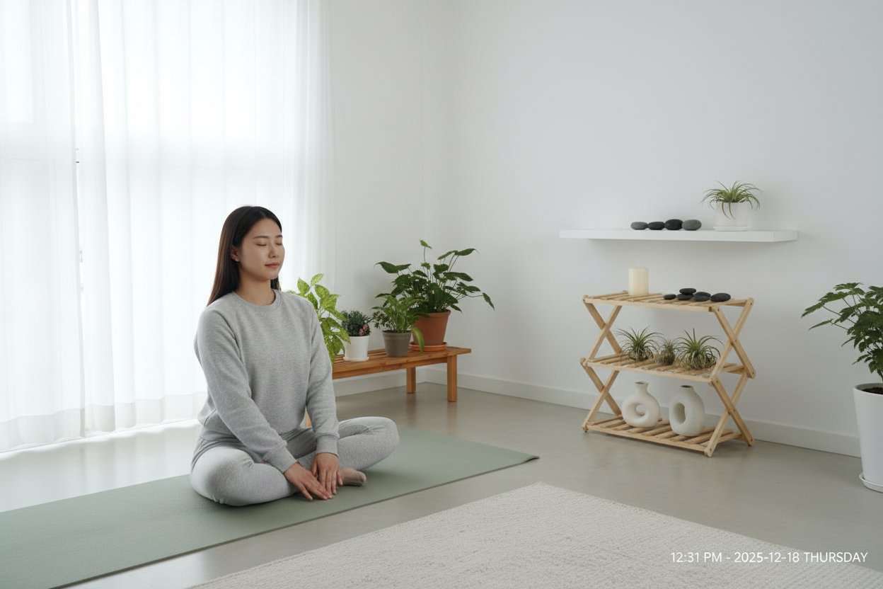 Scandinavische woonkamer op wandplank bij raam