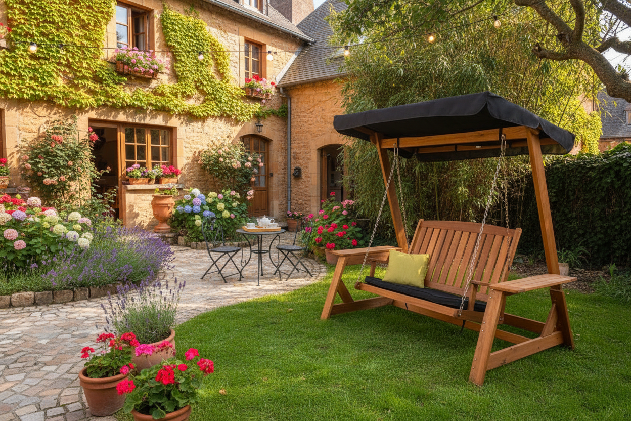 Schommelbank in B&B tuin