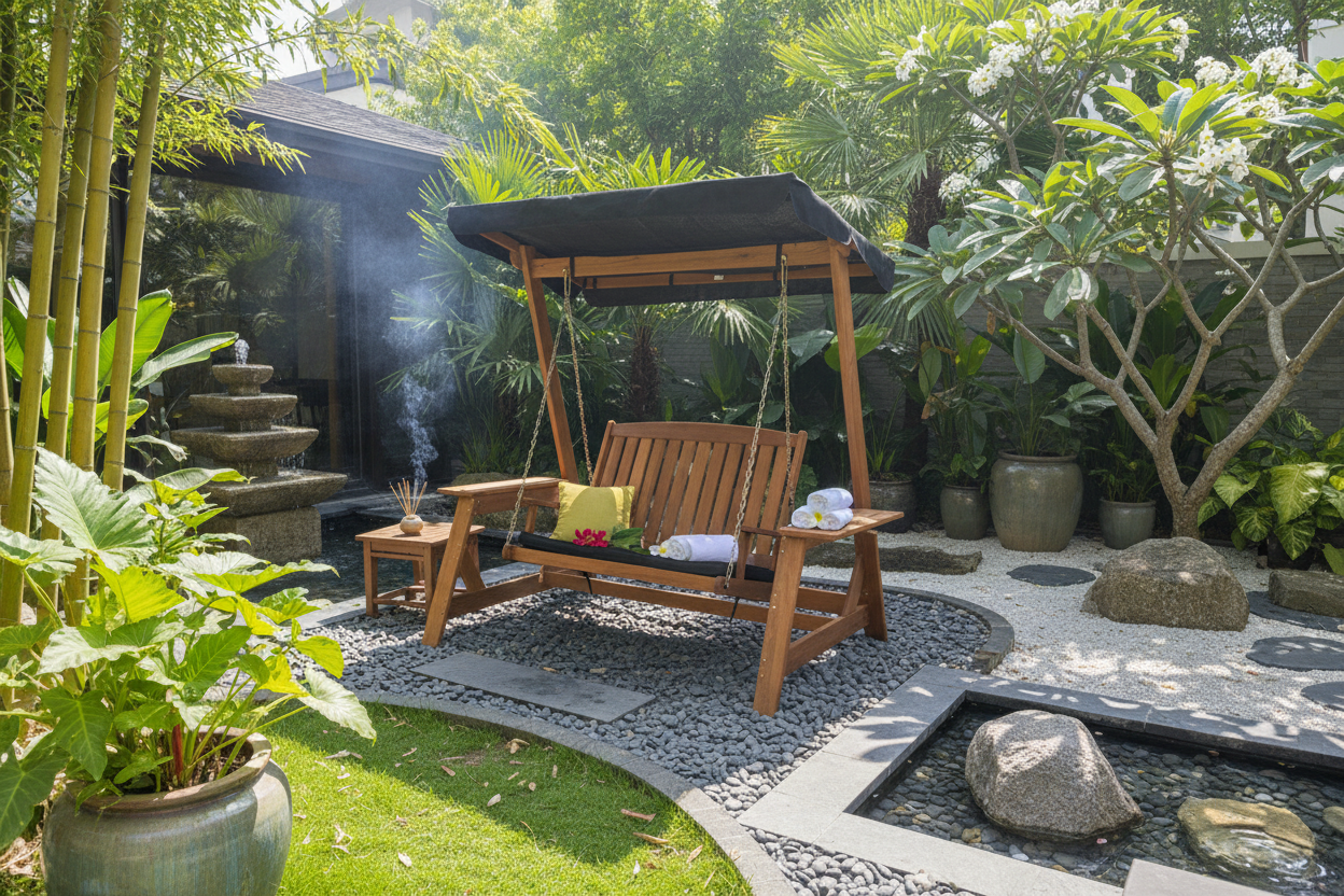 Schommelbank in wellness spa