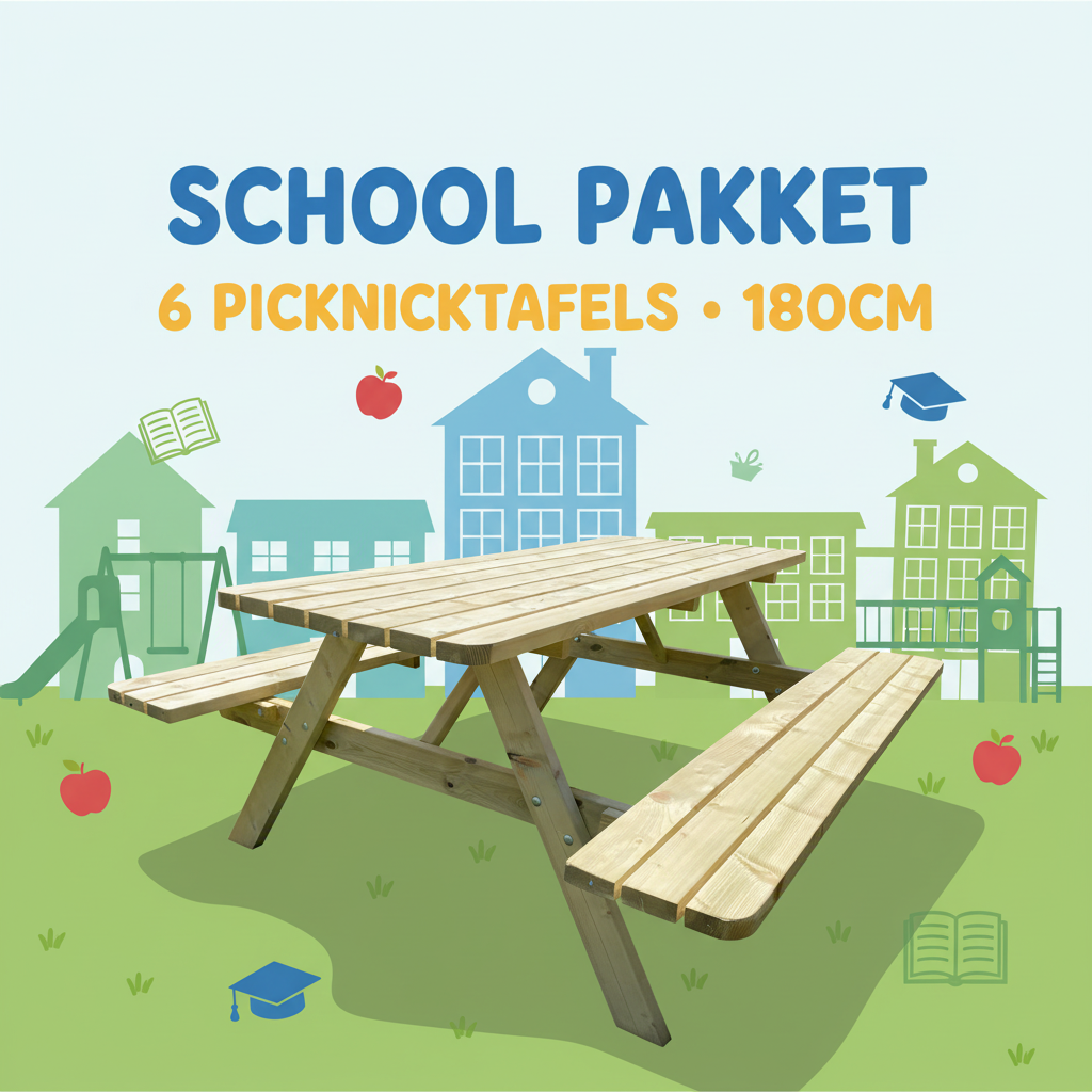SCHOOL PAKKET 6 PICKNICKTAFELS 180cm