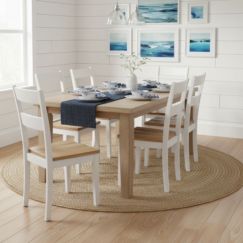 Set van 6 eetkamerstoelen in coastal interieur