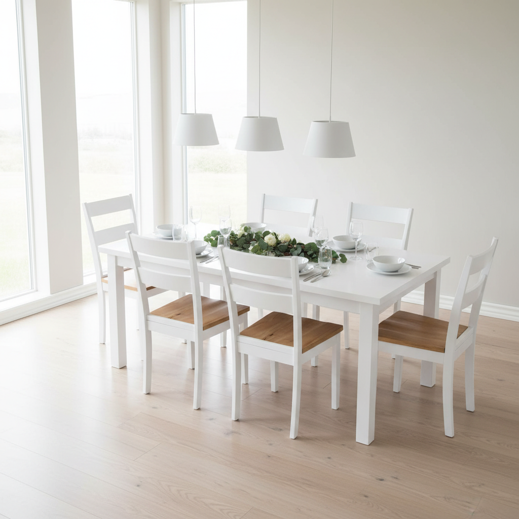 Set van 6 eetkamerstoelen in Scandinavisch interieur