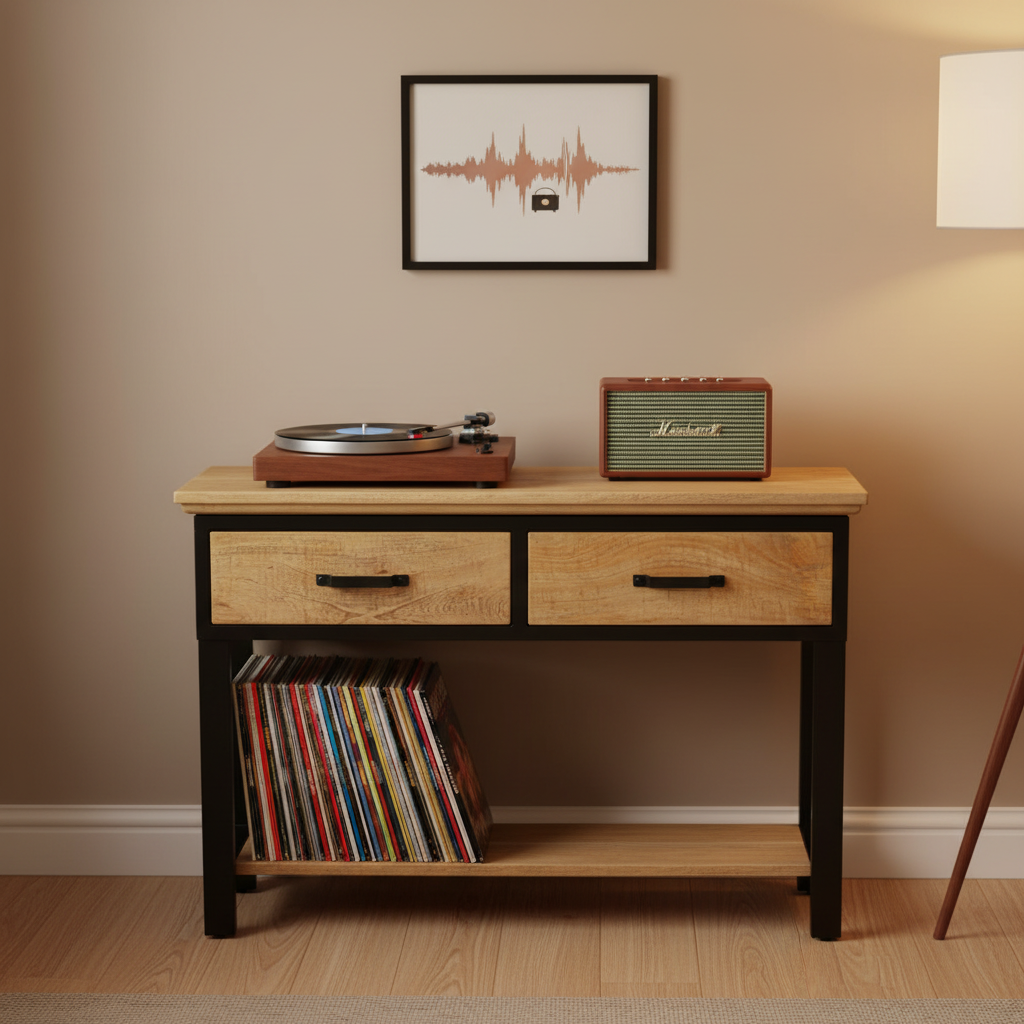 Sidetable als vinyl hoek