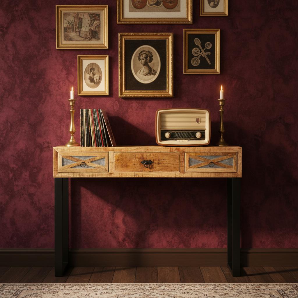 Sidetable in vintage muziekkamer