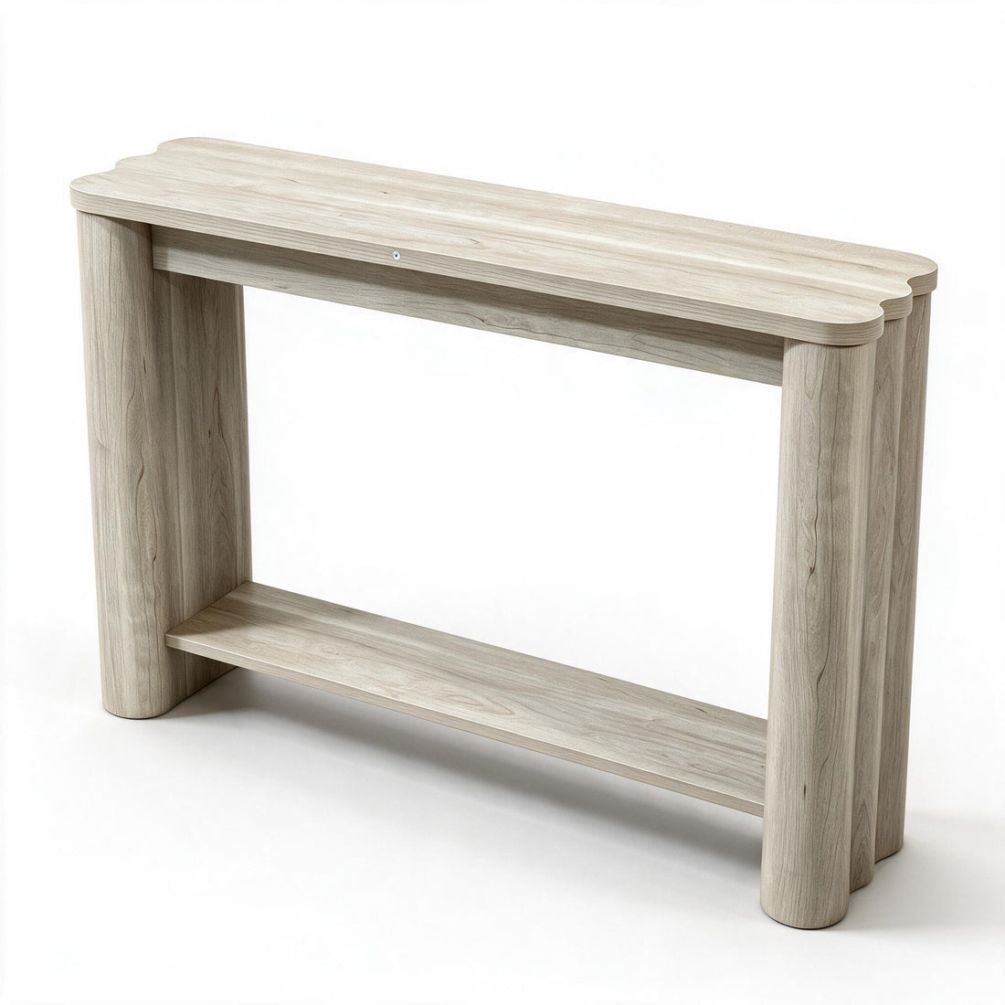 Sidetable met legplank in lichte eikenlook, op witte achtergrond