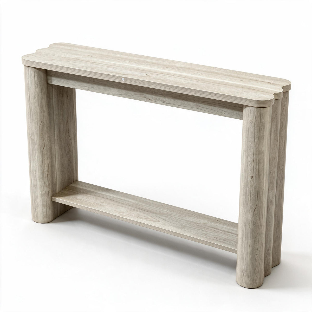 Sidetable met legplank in lichte eikenlook, op witte achtergrond