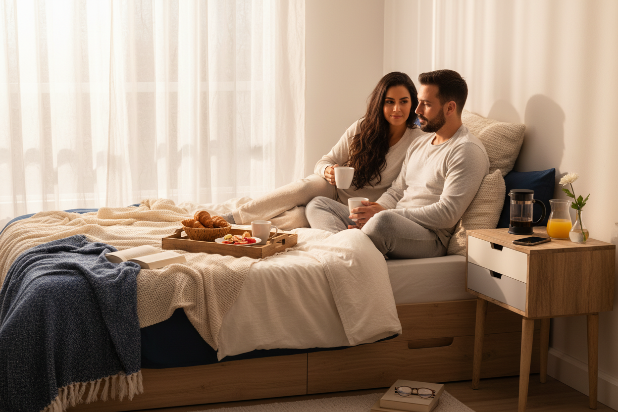 Slaapkamer ontbijt op bed