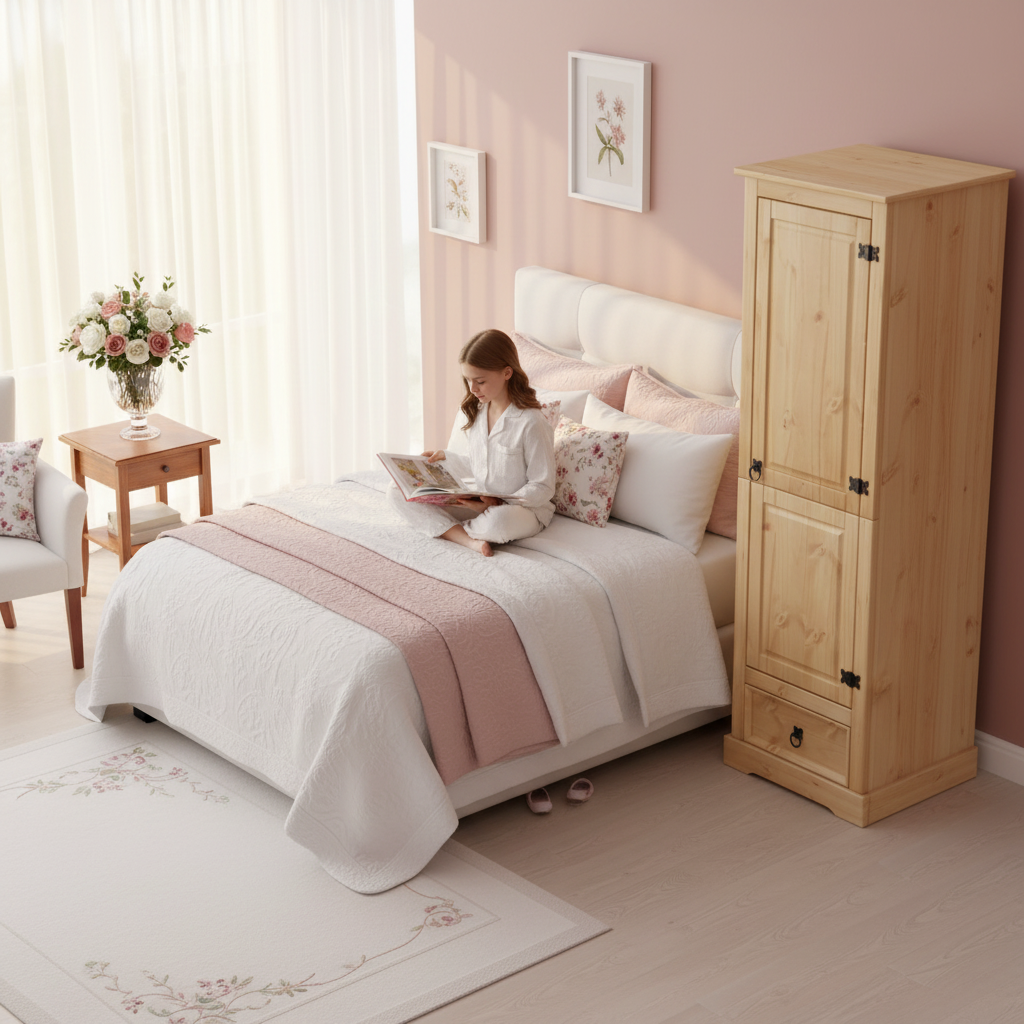 Smalle kledingkast in meisjeskamer