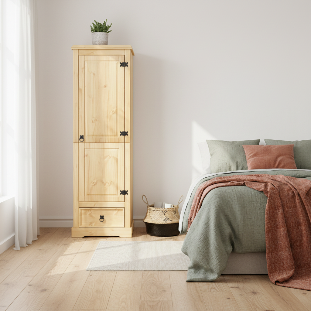 Smalle kledingkast in Scandinavische setting