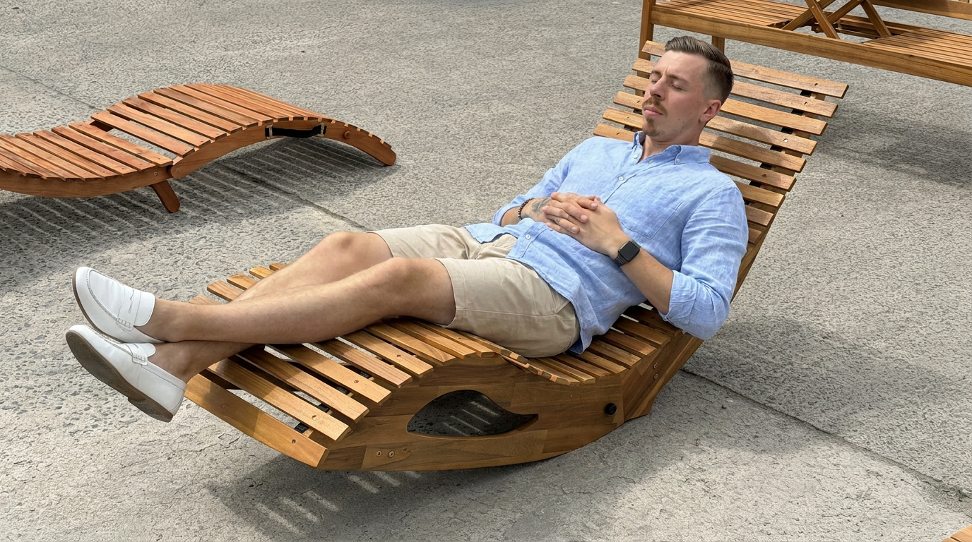 Hardhouten ligbed Solaro – houten ligzetel KING ®