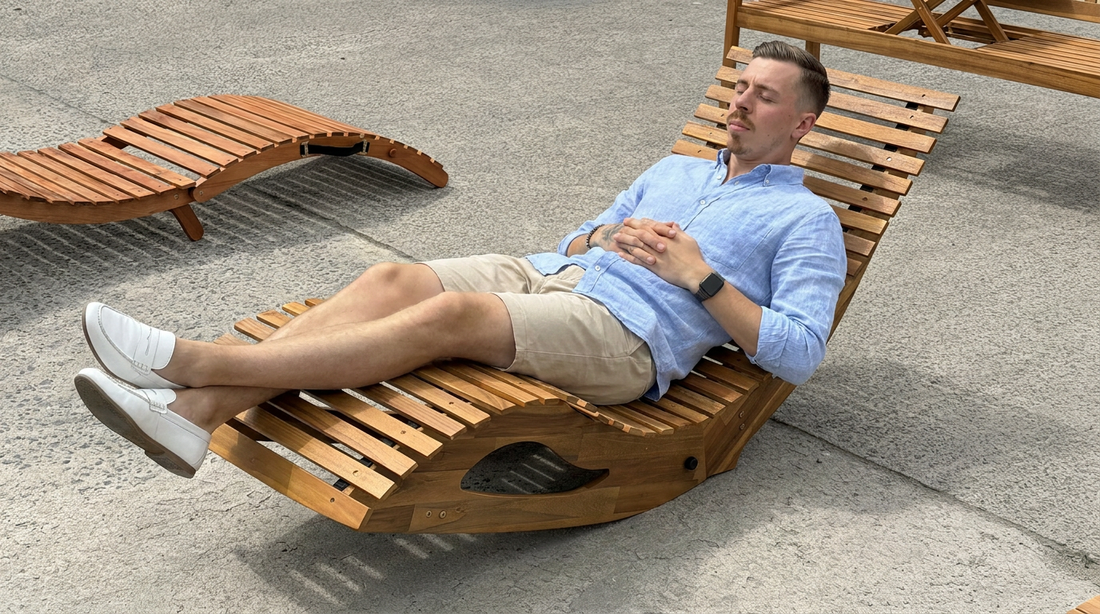 Hardhouten ligbed Solaro – houten ligzetel KING ® – Acacia – foto 5