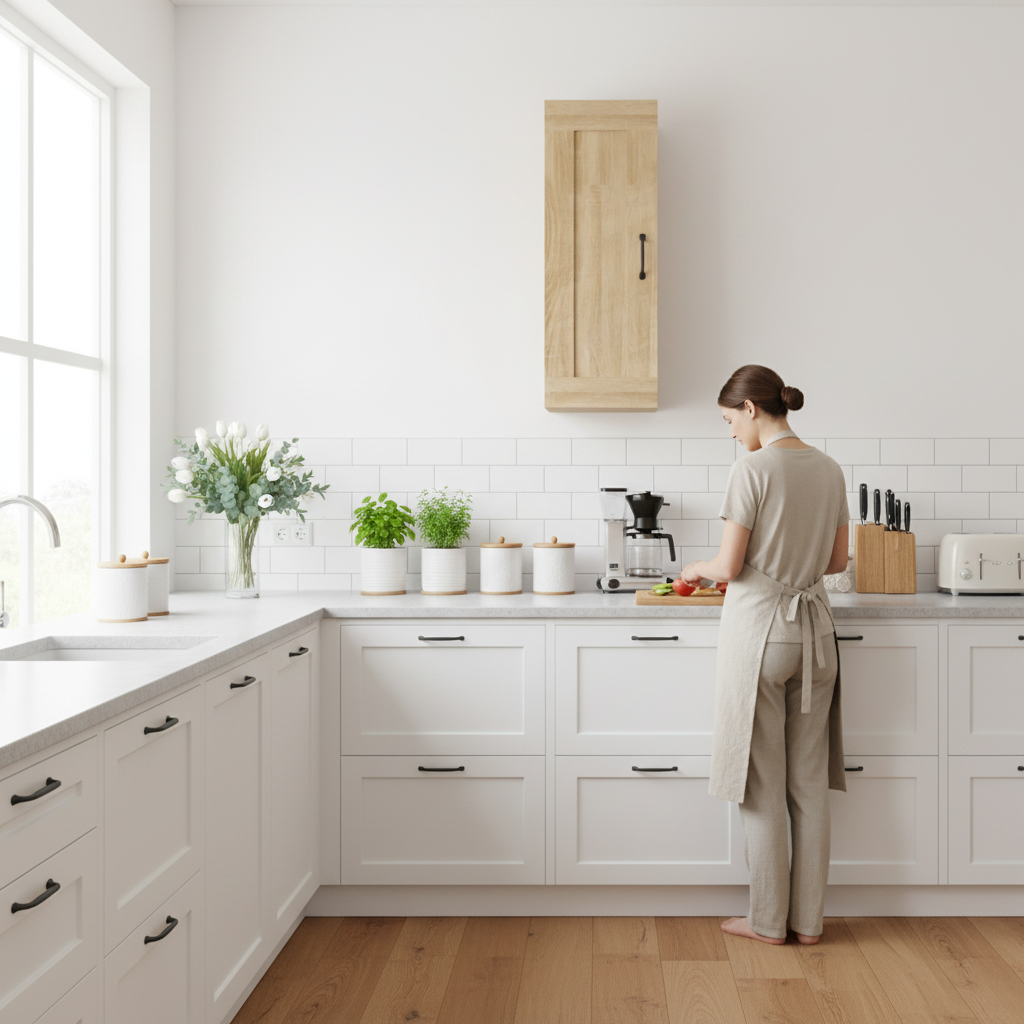 Sonoma eiken hangkast in Scandinavische keuken