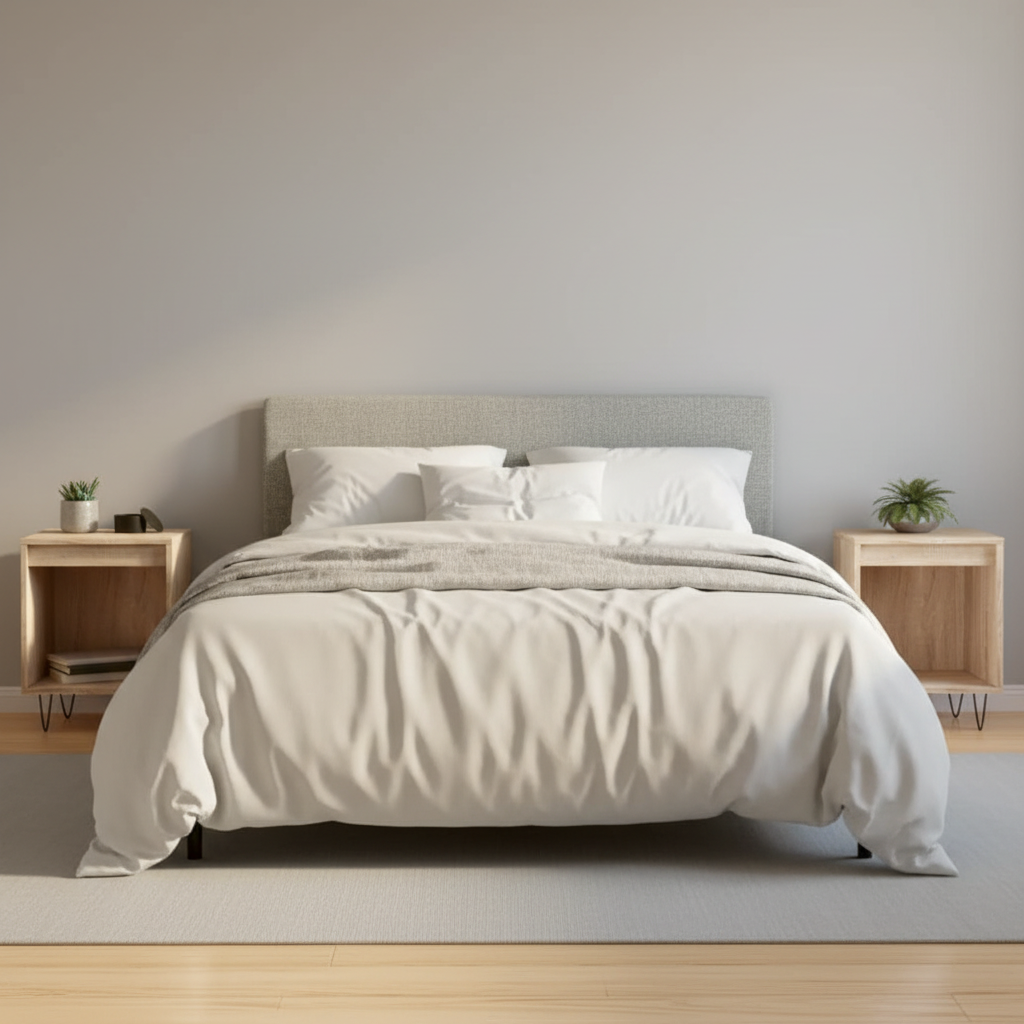 Sonoma eiken nachtkastjes in moderne slaapkamer