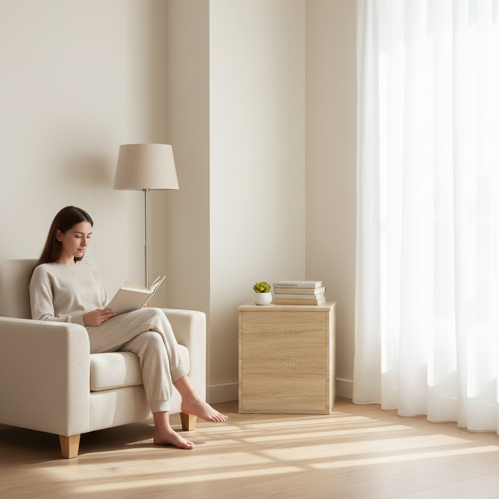 Sonoma eiken opbergkist gesloten in leeshoek