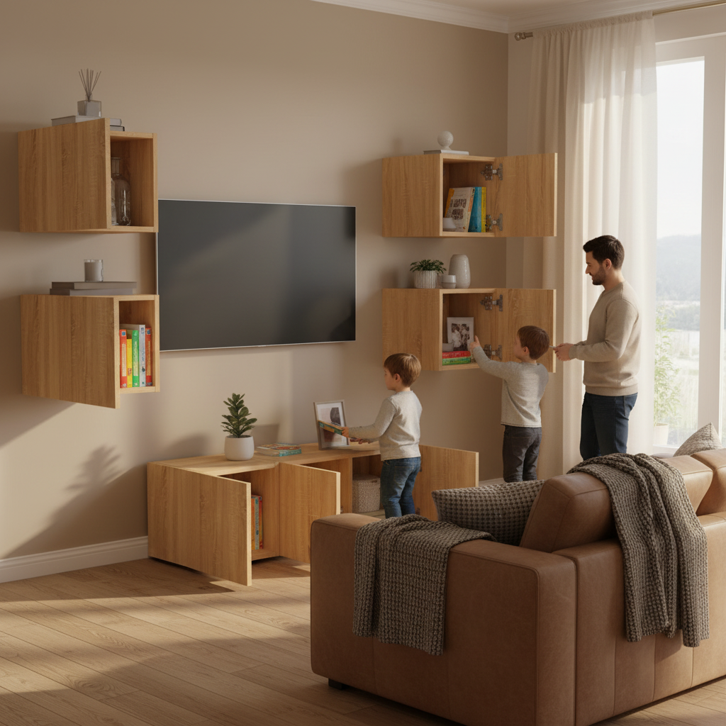 Sonoma eiken TV wandmeubel met open deuren