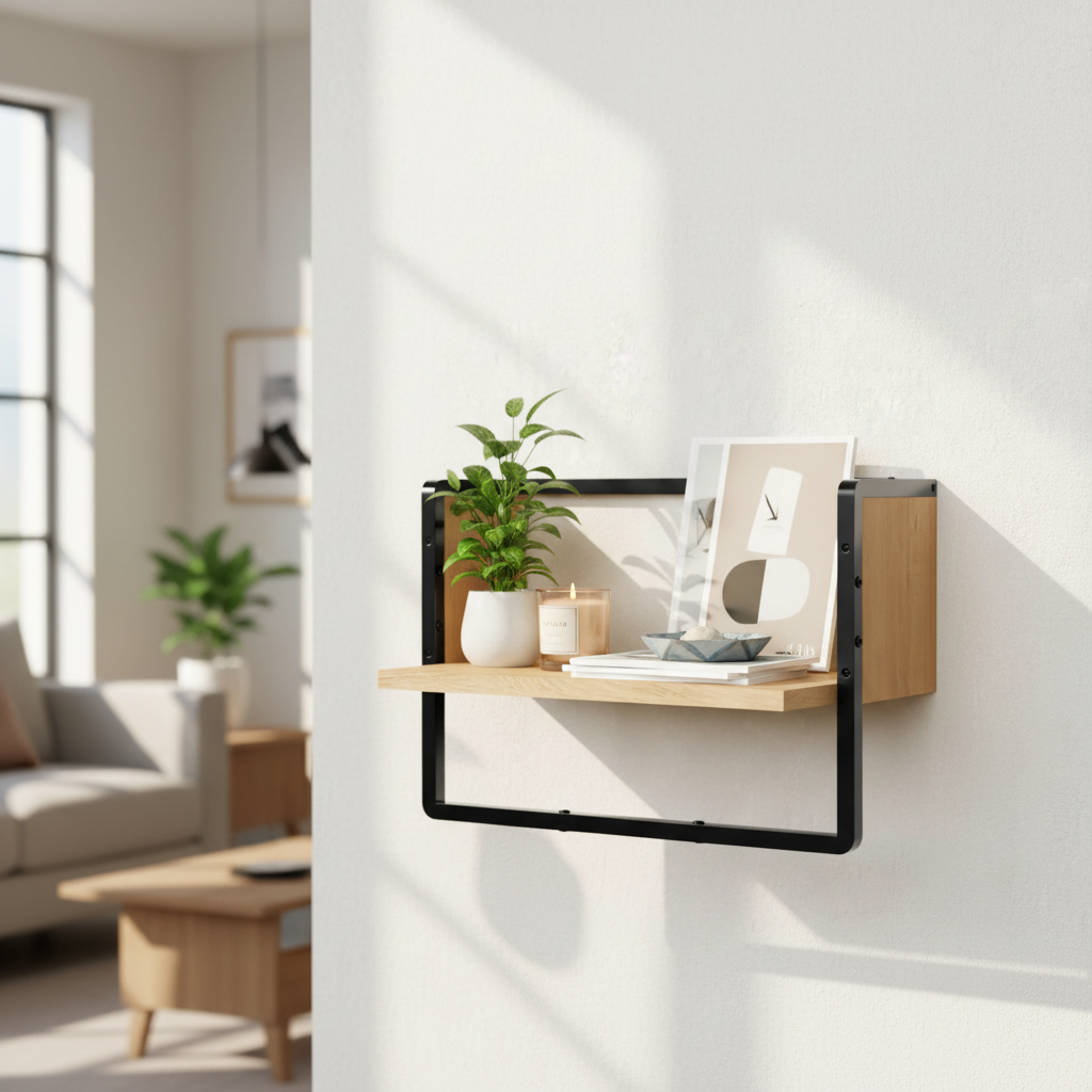 Sonoma eiken wandschap - Met plant en decoratie