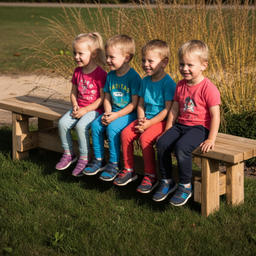 Speelplaats - kleuters met voeten op de grond