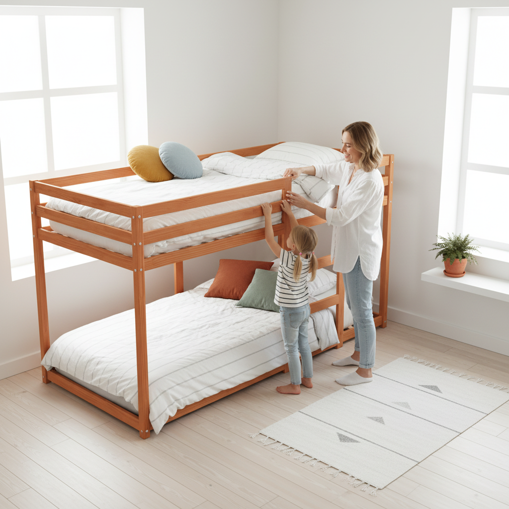 Stapelbed in Scandinavische kamer