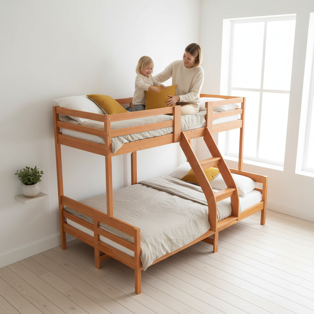 Stapelbed in Scandinavische kamer