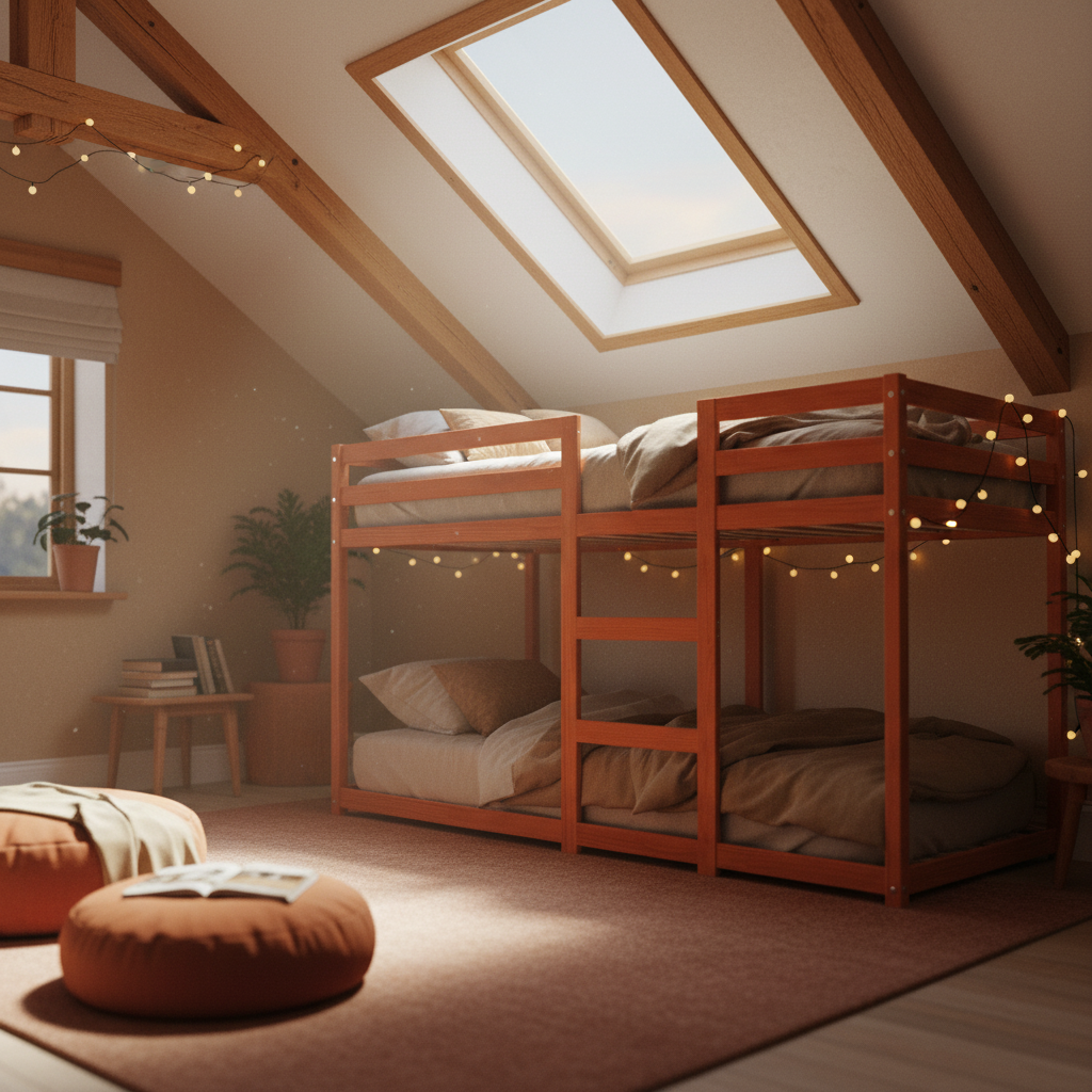 Stapelbed in zolderkamer