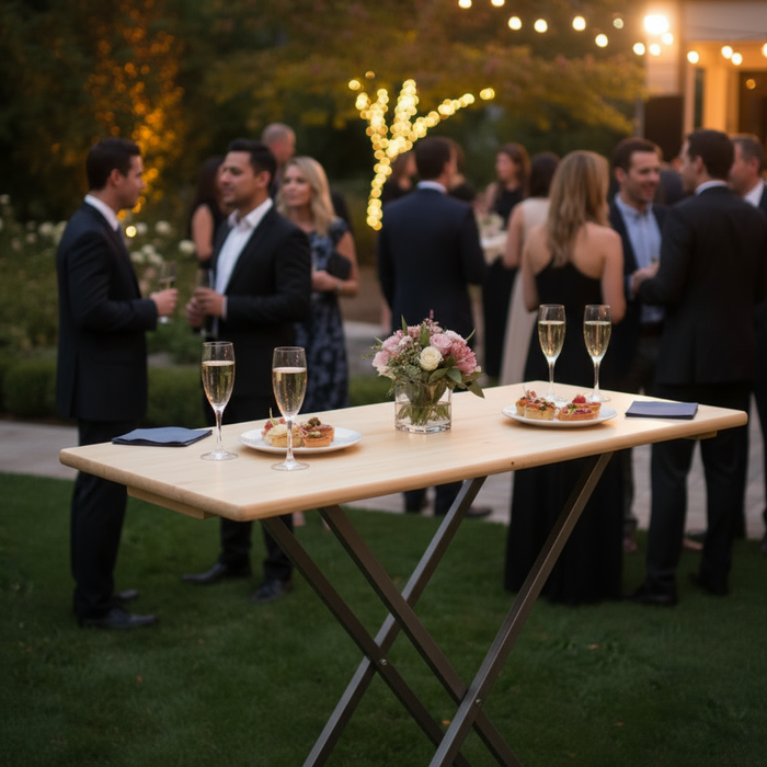 Opklapbare houten Statafel (120 cm x 80 cm) met metalen onderstel