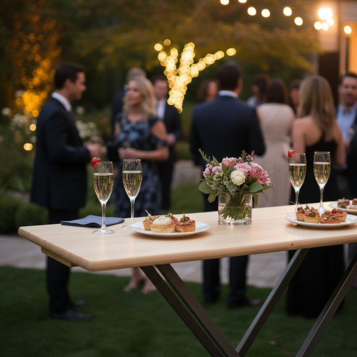 Opklapbare houten Statafel (120 cm x 80 cm) met metalen onderstel