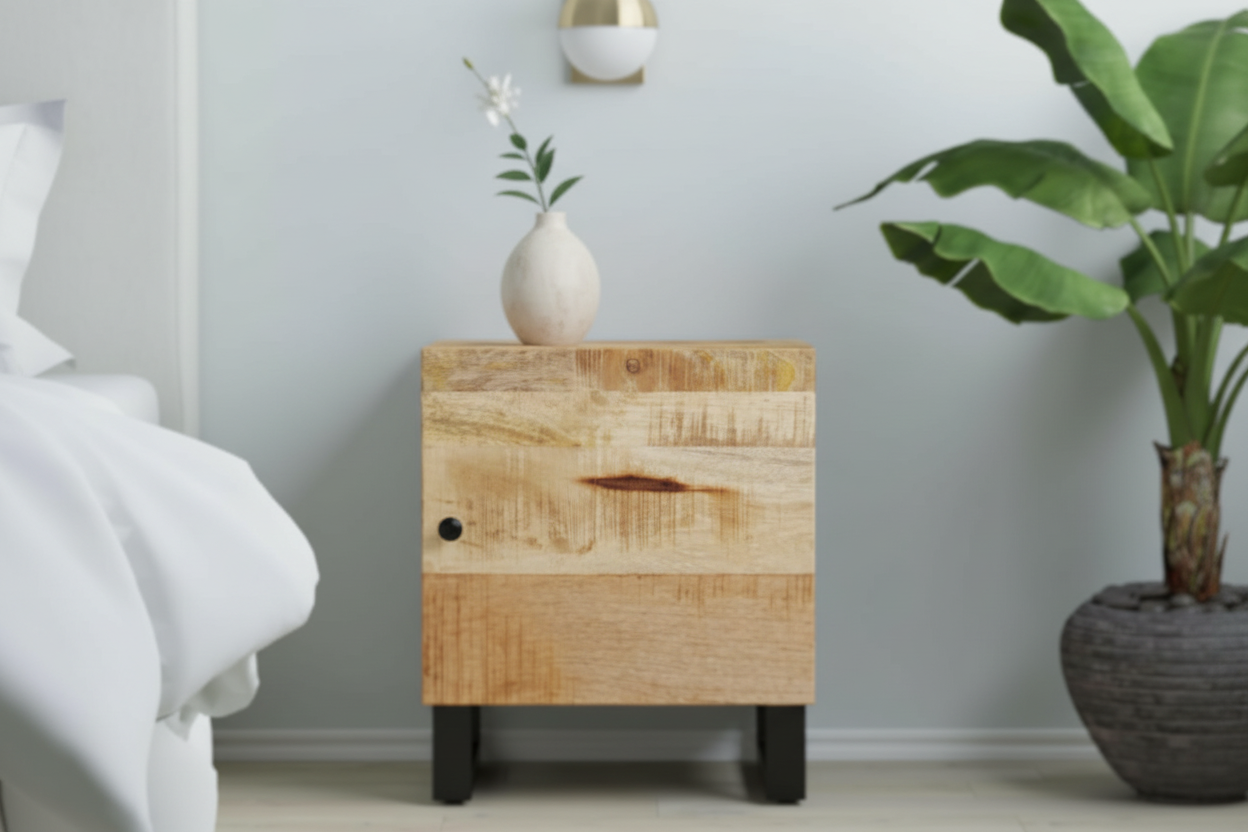 Strakke framing mangohout nachtkastje