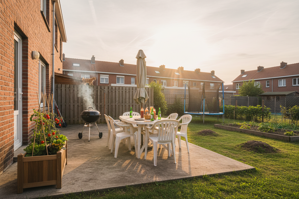 Teak Bloembak Bali bij avond BBQ