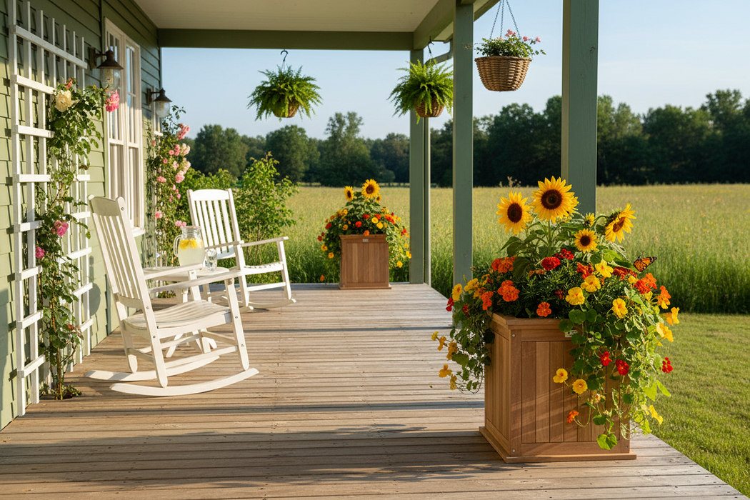 Teak Bloembak Kalimantan op country veranda