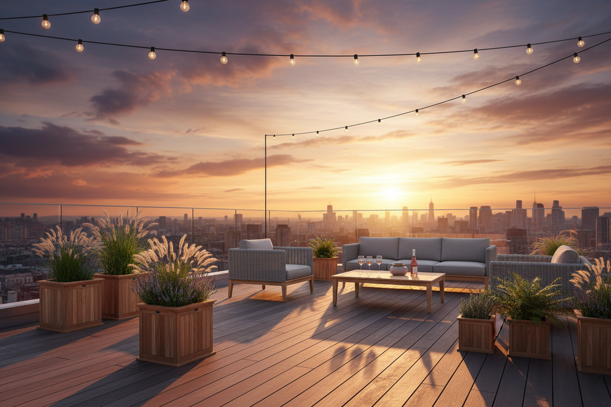 Teak Bloembak Kalimantan rooftop zonder mensen