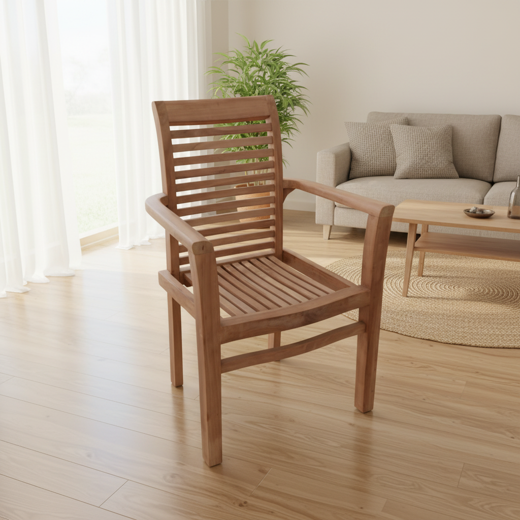 Chaise de jardin empilable en teck – Nouveau modèle