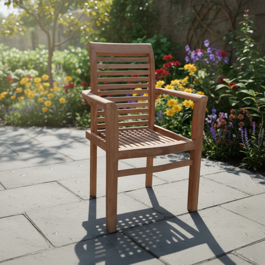 Chaise de jardin empilable en teck – Nouveau modèle