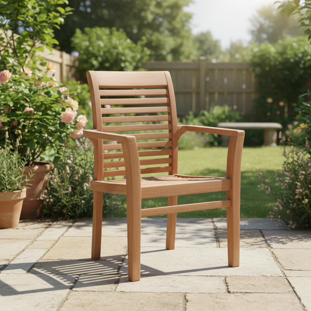 Chaise de jardin empilable en teck – Nouveau modèle