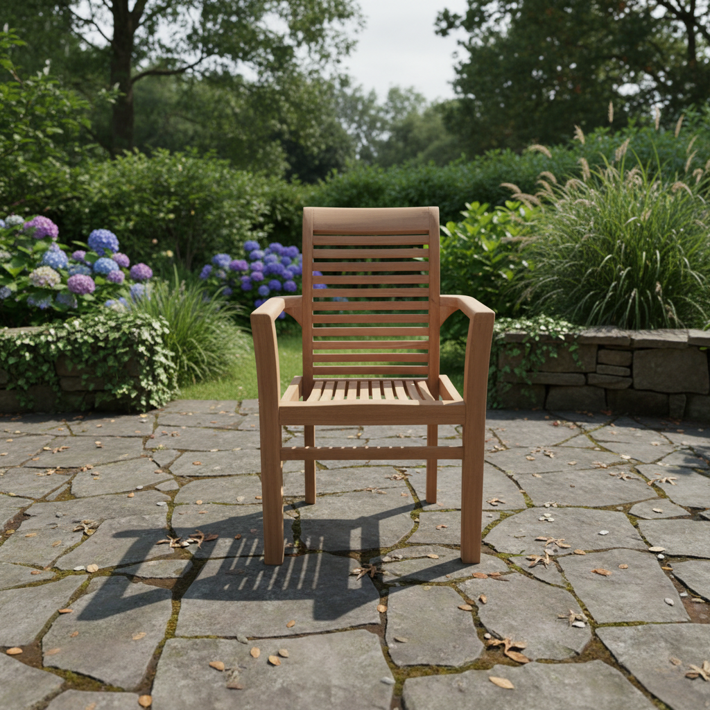 Chaise de jardin empilable en teck – Nouveau modèle