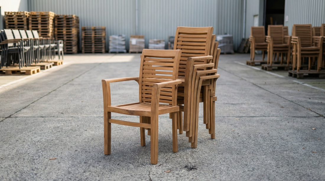 Stapelbare Teak Tuinstoelen - Set van 4 – foto 4