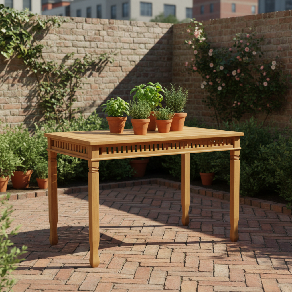 Teak tuintafel in stadstuin