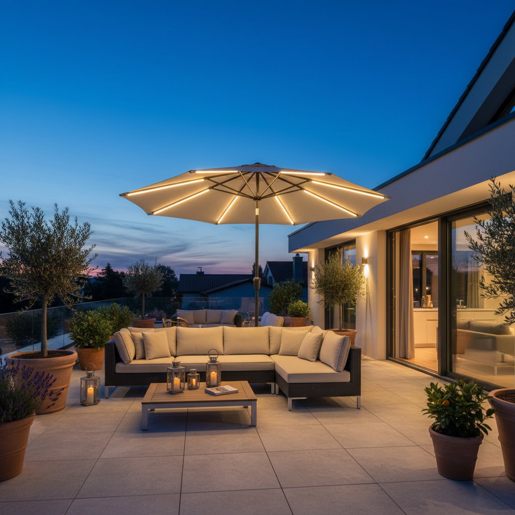 Terras lounge schemering