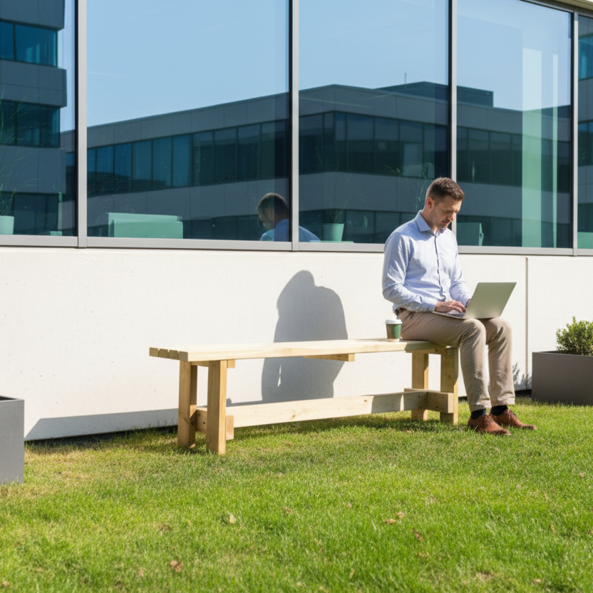 Tuinbank bij bedrijf