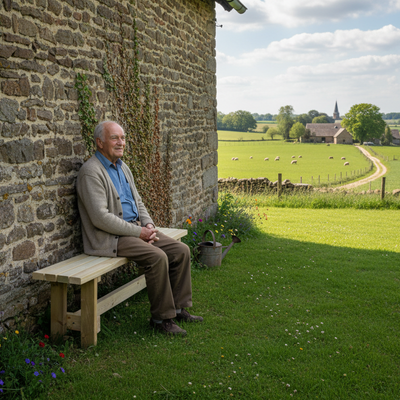 Tuinbank bij fermette