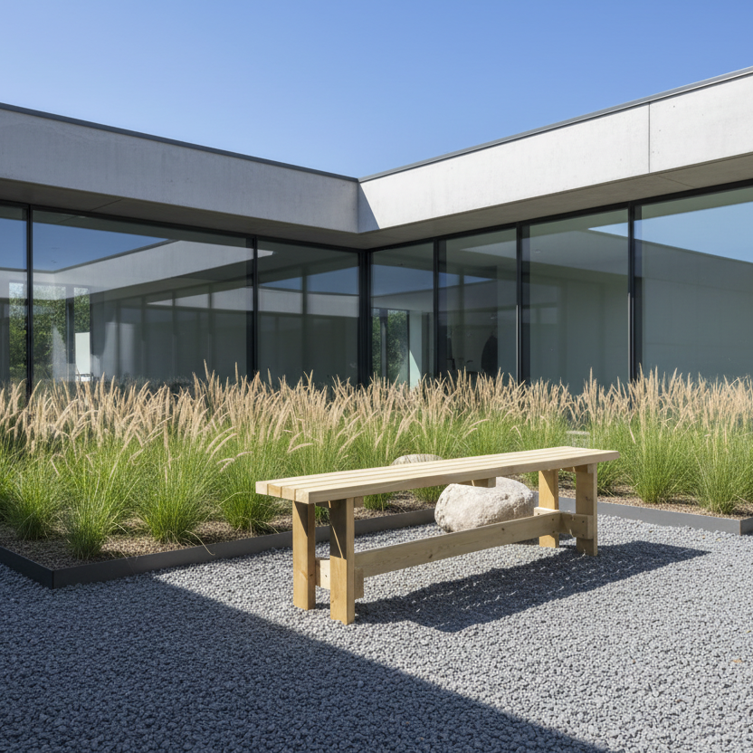 Tuinbank in moderne setting