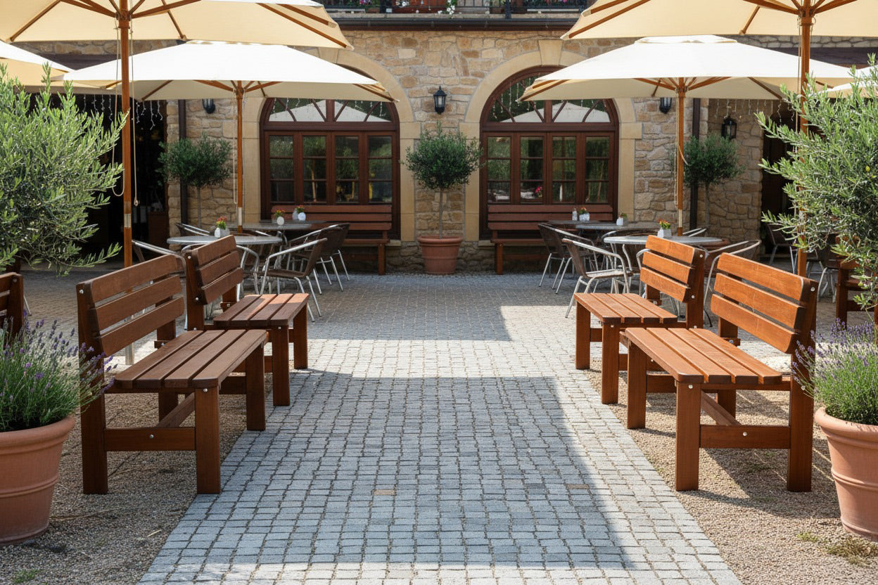 LUX Gartenbank aus Holz dunkelbraun 150 cm (KING ® )