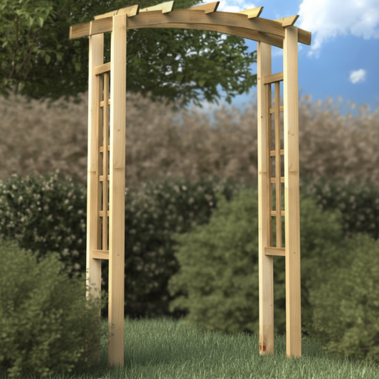 Tuinboog met aangepaste achtergrond