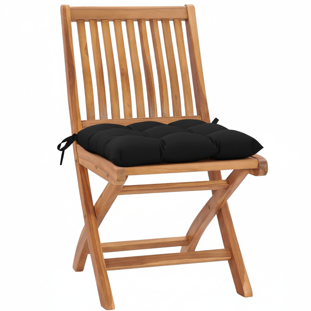 Tuinstoel met gevuld zwart kussen