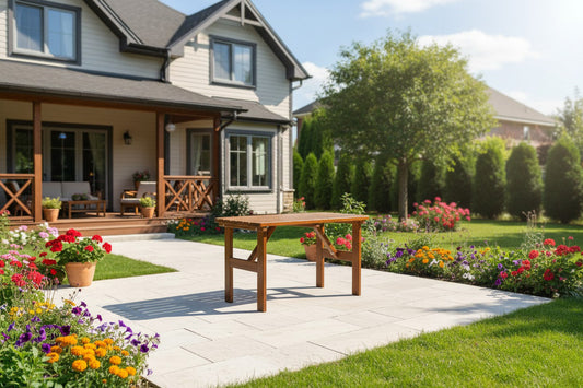 LUX Dunkelbrauner Holztisch 150 cm (KING ®): Stilvoller Outdoor-Genuss