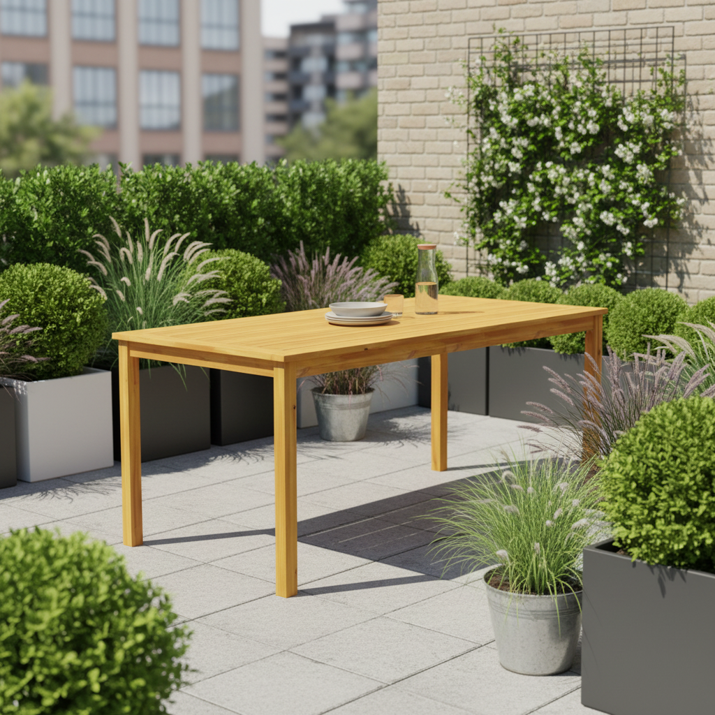 Tuintafel in moderne stadstuin