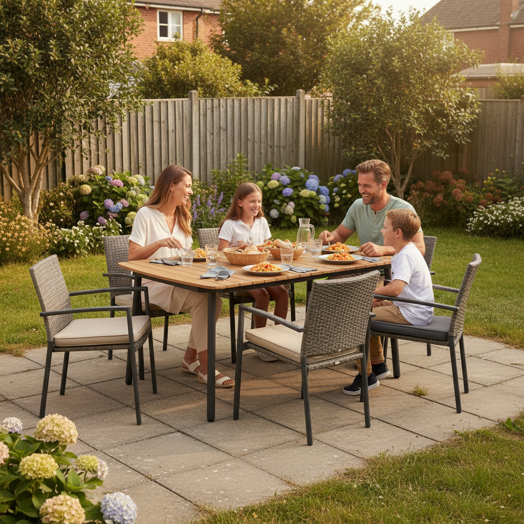 Tuintafel met familie