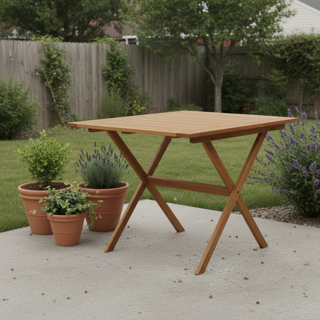 Tuintafel met X-poten op terras