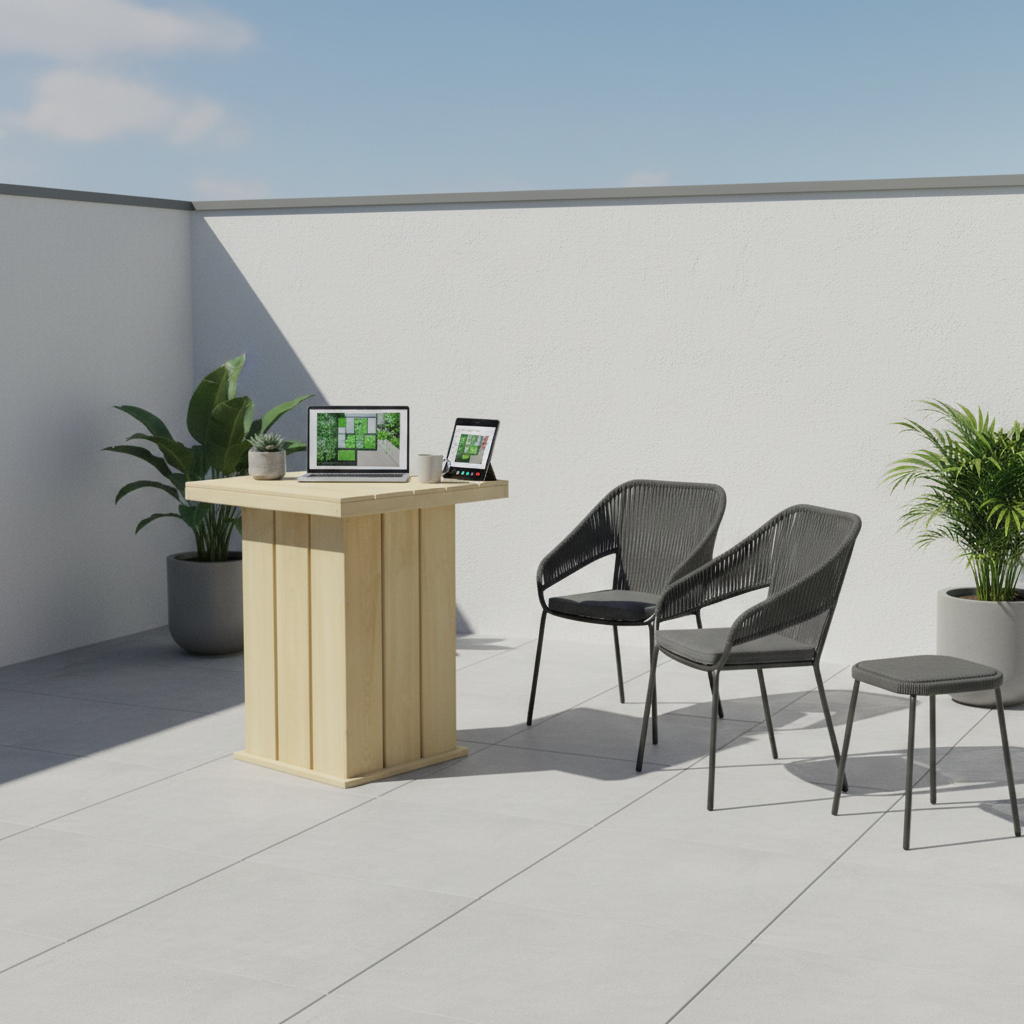 Tuintafel op modern terras